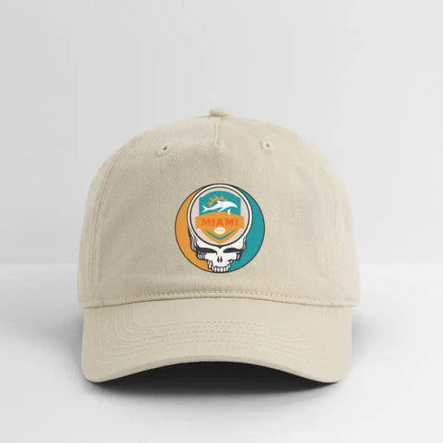 Miami Dolphins Grateful Dead Stealie Dad Hat - khaki